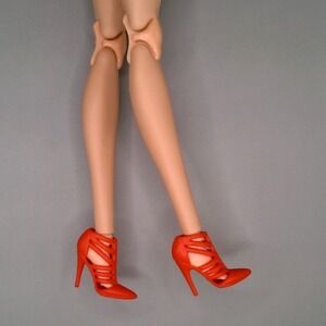 Barbie Red Strappy Ankle Boot Heels MTM Arched Feet Mattel Authentic